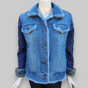 Denim and Blue-Dyed Mink Fur Lined Jacket - Medium
